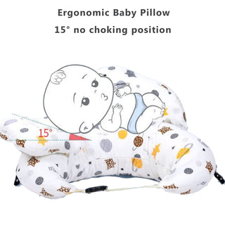 Beauenty Multipurpose Feeding Pillow, Large Breastfeeding Pillows for Babies, Feeding Pillow, Baby Nursing Pillows, Bed U-shape Pillow and Baby Lounger for Newborn (0-12 months) (White Planet)