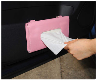 Carstuus Fredysu Leather Premium Napkin & Tissue Holder, For Backseat And Car Visor, Cartbox02B, Black