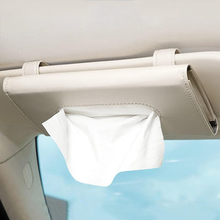 Carstuus Fredysu Leather Premium Napkin & Tissue Holder, For Backseat And Car Visor, Cartbox02B, Black