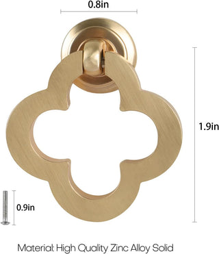 GEPAS 6pcs Gold Cabinet Knobs, Zinc Alloy Brushed Brass Cabinet Ring Pulls Dresser Handles Furniture Hardware for Kitchen Cupboard Drawers Closet Door,Easy to Install (Style2)