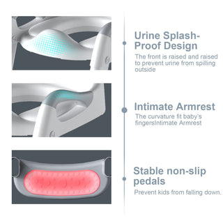 GDTOMEEU Toilet Potty Training Seat with Step Stool Ladder, Potty Training Toilet for Kids Boys Girls Toddlers-Comfortable Safe Potty Seat with Anti-Sli (Grey)