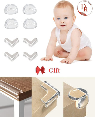 DEAL HUNT Child Proof Edge and Corner Protector Kit -Soft Silicone Bumper Strip with 4 Round & 4 L-Shaped Corner Guards - Baby Safety Corner Guards for Table Protection
