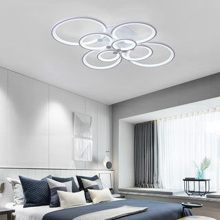 Qcyuui Dimmable Modern Ceiling Light, Acrylic LED Round Flush Mount Lighting Fixtures, 56W 4-Lights 56cm Indoor White Ceiling Lamp with Remote for Living Room Kitchen Bedroom Dining Room Office