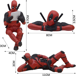 wopin 3pcs Deadpool Ornaments, Action Figures, Superhero Action Figures, Deadpool car Ornaments PVC Character Merchandise, Adult and Kids Collectibles