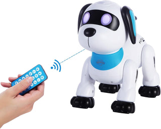 yiman Remote Control Robot Dog Toy, Programmable Interactive & Smart Dancing Robots for Kids 5 and up, RC Stunt Toy Dog with Sound LED Eyes, Electronic Pets Toys Robotic Dogs for Kids Gifts