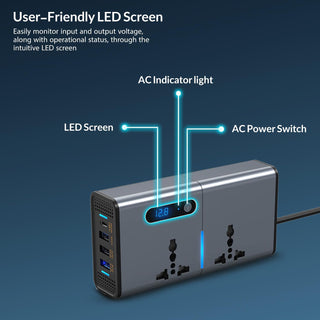 LEVADA PLUS Car Power Inverter 200W – 12V DC to 220V AC Car Inverter- 2 USB and 2 USB Type-C Support QC3.0 36W and 30W- for Cars and SUVs (Edition 2024)