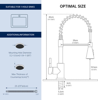 DAYONE Waterfall Kitchen Sink Tap with Pull Out Sprayer, Matte Black Kitchen Faucet Raindance 3 Modes, Modern Stainless Steel 1 Hole Sink Mixer, 360° Swivel & Single Handle, DAY-CR2546