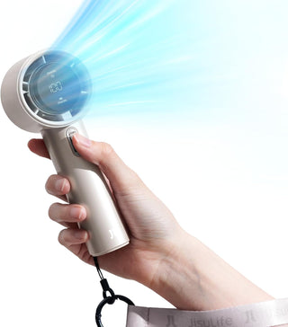 JISULIFE Portable Handheld Fan,Speed(1-100) Adjustable Turbo Mini Fan,5000mAh Battery Rechargeable Personal Fan with Metal Body,Digital Display,For Women Men Travel/Camping/Outdoor-Grey