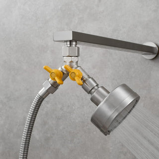 Tecmolog Brass Water Diverter 3 Way Shower Diverter Valve T Adapter Shower Head Shut-Off Valve for Showerhead and Shower Arm, DSF009