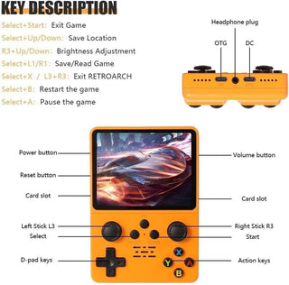 QuantumG - R35S Retro Handheld Game Console with 3.5 Inch IPS HD Display, Linux System, 64GB Inbuilt Games – Compact Pocket Video Game (Black)