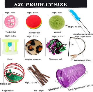 S2C 28 Pcs Cat Toys Interactive Accessories - Cat Accessories For Indoor Cats, Kitten Toys, Cat Tunnel And Tent, Kitten Toys For Biting, Cat Toys For Kittens, Cat Toy Fish For Cat Lovers…