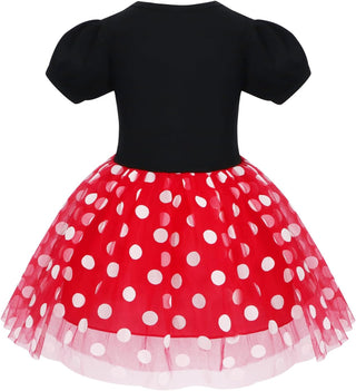 WonderBabe Girl Costume Polka Dots Tulle Tutu Dresses Princess Fancy Dress Up Halloween Birthday Party Dress with Ears Headband