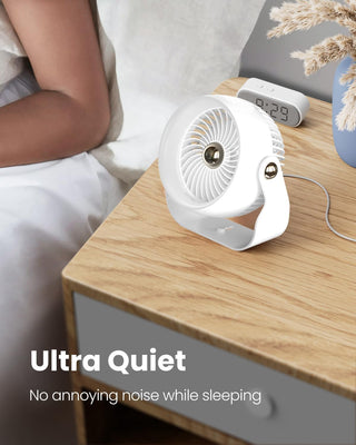 Anspect Desk Fan, 6 Inch Quiet Air Circulator Fan, 4 Speeds with Strong Airflow, 360° Rotate Portable Fan For Bedroom Home Office Desktop Travel (Dark Black)