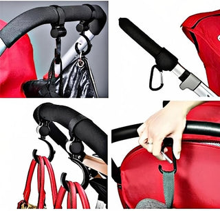 Kadrana Baby Stroller Hooks for Hanging Diaper Bags – Mommy Bag and Convenient Stroller Accessories Organizer Hook Clips - Strollers Pushchair Buggy – Pack of 4