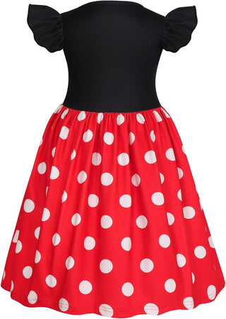WonderBabe Girl Costume Polka Dots Tulle Tutu Dresses Princess Fancy Dress Up Halloween Birthday Party Dress with Ears Headband