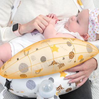Beauenty Multipurpose Feeding Pillow, Large Breastfeeding Pillows for Babies, Feeding Pillow, Baby Nursing Pillows, Bed U-shape Pillow and Baby Lounger for Newborn (0-12 months) (White Planet)