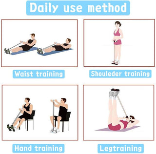 DOUBLEFUN Pedal Resistance 4-Tube Pull Rope with Foot Pedal Abdominal Exerciser Equipment Fitness Equipment for Abdomen, Leg, Arm Stretching Slimming Training
