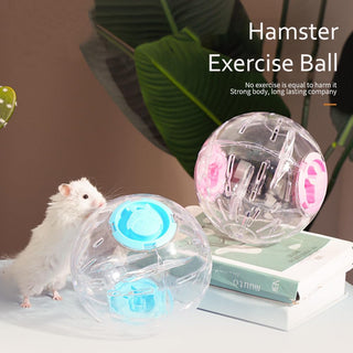 NeoStyle Hamster Exercise Ball, Transparent Hamster Sports Ball Running Hamster Wheel, Hamster Cage Accessories Guinea Pig Running Ball Toy (L (15cm), Pink)