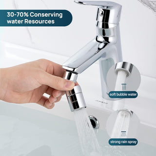 JOMOO Water Saving Faucet Aerator, 360° Swivel Splash Proof Faucet Extender for Kitchen Sink, Dual-function 2-Flow Sprayer Faucet Head for Bathroom Sink, Chrome