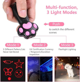 Mumoo Bear Cat Toys, Laser Pointer with 5 Adjustable Patterns, USB Recharge Laser, Long Range and 3 Modes Training Chaser Interactive Toy, Dog Laser Toy