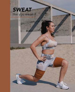 Sports Research Sweet Sweat Thigh Trimmers for Men & Women Increases Heat and Sweat Production to The Thigh Area Includes Mesh Carrying Bag (Medium, Yellow)