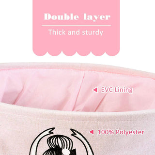 Storage Bin，Cotton Collapsible Pink Organizer Basket for Girls Laundry Hamper,Toy Bins,Gift Baskets, Laundry Hamper,Bedroom, Clothes,Baby Nursery(Pink)