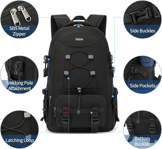 XQXA Travel Backpack, 45L Large Capacity Waterproof Hiking Backpack 17.3 Inch Laptop Backpack Male Female Trekking Backpack for Sports Outdoor Camping Camping