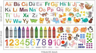 GHAKKE Animal Alphabet Numbers Colour Decals Stickers Kids Peel and Stick Removable for Room décor Letters ABC Classroom playroom Decorations Educational Bedroom Nursery