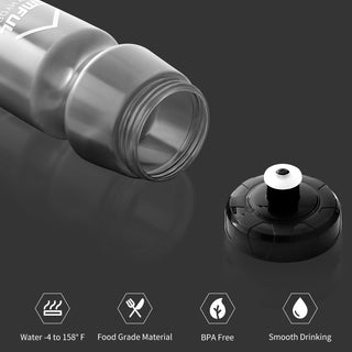 GEMFUL Bike Water Bottle BPA Free 750ml 2 Pack (Black+white)