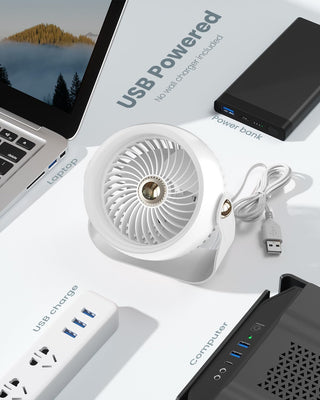 Anspect Desk Fan, 6 Inch Quiet Air Circulator Fan, 4 Speeds with Strong Airflow, 360° Rotate Portable Fan For Bedroom Home Office Desktop Travel (Dark Black)