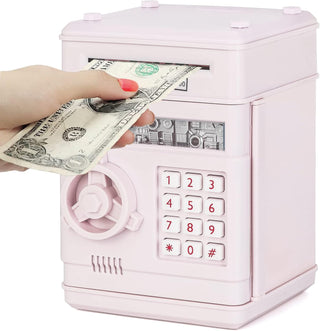 Refasy Piggy Bank for Girls 4-11 Years Old,Refasy Kids Safe Bank for Boys Christmas Birthday Gifts Toy for Kids Electronic ATM Money Bank for Adults Money Saving Box Safe Coin Bank Toy Kids Toys Pink