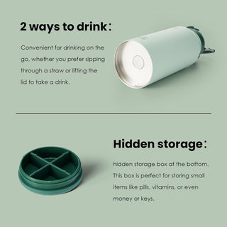 bottlebottle BOTTLE BOTTLE 32oz Insulated Water Bottle Stainless Steel Sport Water Bottle with Straw Dual-use Lid Design for Gym with Pill Box (green)