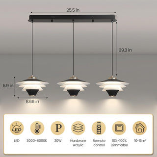 YT YATAI LIGHTING Modern Black LED Pendant Light, Minimalist Small Single Mini Pendant Light for Kitchen Island, Bedroom, Bedside, Adjustable 3 Color Light