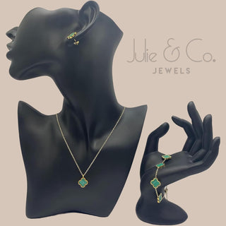 Julie & Co four leaf clover 18K gold plated Jewelry set Jewellery set for women, comes with a cute keychain in a Julie & Co neat gift box.
