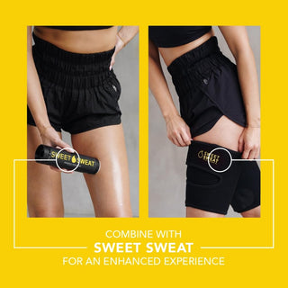 Sports Research Sweet Sweat Thigh Trimmers for Men & Women Increases Heat and Sweat Production to The Thigh Area Includes Mesh Carrying Bag (Medium, Yellow)