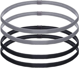 Starthi 4 Pieces Thick Non-Slip Elastic Sport Headbands Hair Headbands for Women and Men (Black, Grey)4 Pieces Thick Non-slip Elastic Sport Headbands Football Hair Headbands for Women and Men