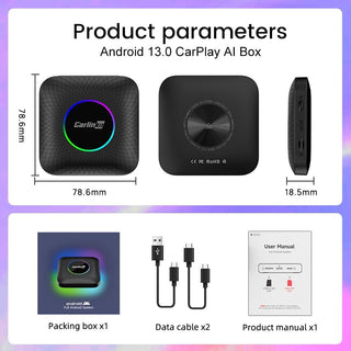 CarlinKit Android 13 CarPlay AI BOX LED/8GB+128GB/Wireless CarPlay and Android Car adapter/Watch Netflix, YouTube, Qualcomm SM 6225/Google Play Store/OTA Update