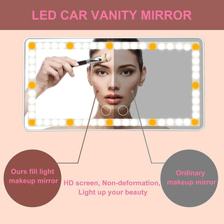 Feisate Car Visor Vanity Mirror With Led Lights, Car Mirror Light Rechargeable Makeup Mirror With 3 Light Modes, Car Visor Mirror, Car Vanity Mirror For Car Truck SUV, White