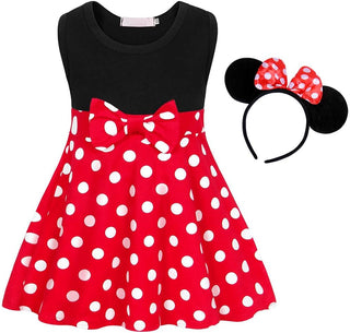 WonderBabe Girl Costume Polka Dots Tulle Tutu Dresses Princess Fancy Dress Up Halloween Birthday Party Dress with Ears Headband