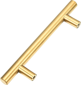 Kitmose 15 Pack Cabinet Pulls Brushed Gold Stainless Steel T Bar Pull Handles for Furniture Kitchen Cabinet Cupboard Drawer Door Handle Pull Knobs (Overall Length 6", Hole Center 3-3/4")