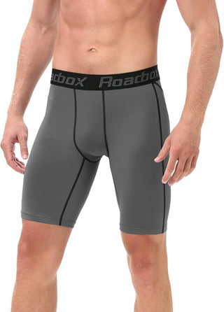 Roadbox Compression Shorts for Men 3 Pack Cool Dry Athletic Workout Underwear Running Gym Spandex Baselayer Boxer Briefs