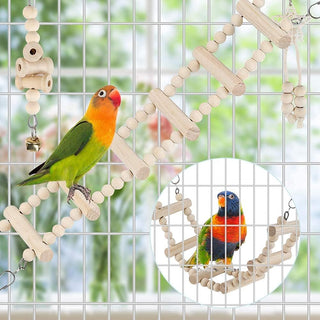9 Pack Bird Swing Toys, Bird Chewing Hanging Toys,Swing Climbing Ladders,Wooden Perch Birds Cage Toys for Small Parrots, Parakeets, Cockatiel, Conures, Finches, Budgie, Macaws, Love Birds Natural Wood