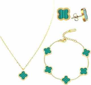 Julie & Co four leaf clover 18K gold plated Jewelry set Jewellery set for women, comes with a cute keychain in a Julie & Co neat gift box.