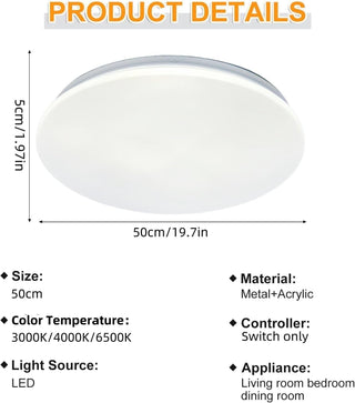 HUA QIANG WANG 3-Color Round LED Ceiling Light Fixture Modern Simple Ultra-thin White Flush Mount Ceiling Lamp for Bedroom Living Room Dining Room Kitchen Island Hallway(40cm)