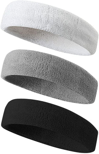 Proxima Direct Sweatbands, 3 Pack Ports Headband for Women Men Girls Boys, Super Comfy Sports Sweatband for Gym Workout Yoga Soccer Boxing Tennis