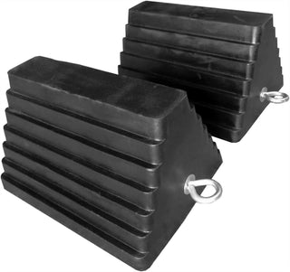 Maxxhaul 70472 Solid Rubber Heavy Duty Black Wheel Chock 2-Pack, 8" X 4" X 6"