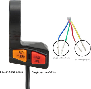 SRTK Electric Bike Switch, Handlebar Switch IPX4 Waterproof Wear Prevention Anti-Aging For Low Speed ATV Scooter