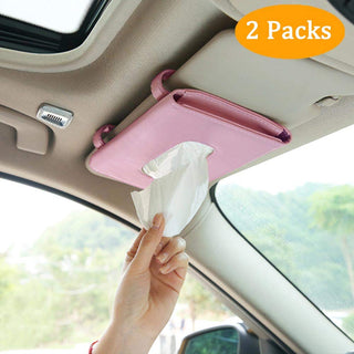 Carstuus Fredysu Leather Premium Napkin & Tissue Holder, For Backseat And Car Visor, Cartbox02B, Black
