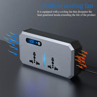 FOKKAH 200W Car Power Inverter, DC 12/24V to 220V AC Car Inverter,3 USB 1 Type-C Ports Charger Adapter Car Plug Converter with Switch and Current LED Screen (Grey)
