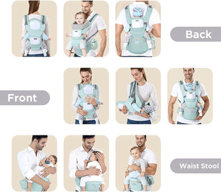 Deal Hunt 6 in 1 Baby Carrier Hip Seat, Multifunctional Baby Strap Waist Carrier for walking, Shopping, Trip, Hiking - Adjustable Size & Suitable for 0-36 Months Baby with Gift Box Packaging (Grey)